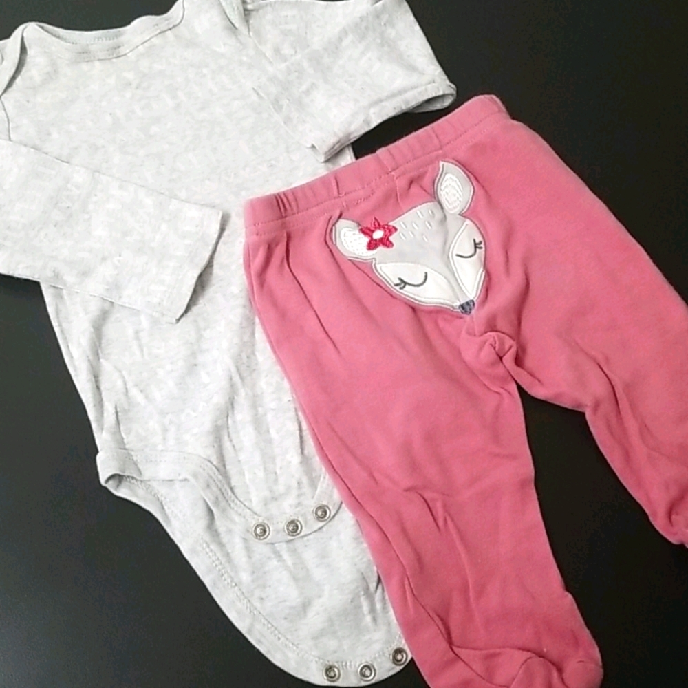 Onesie and bottoms with the  feet covering